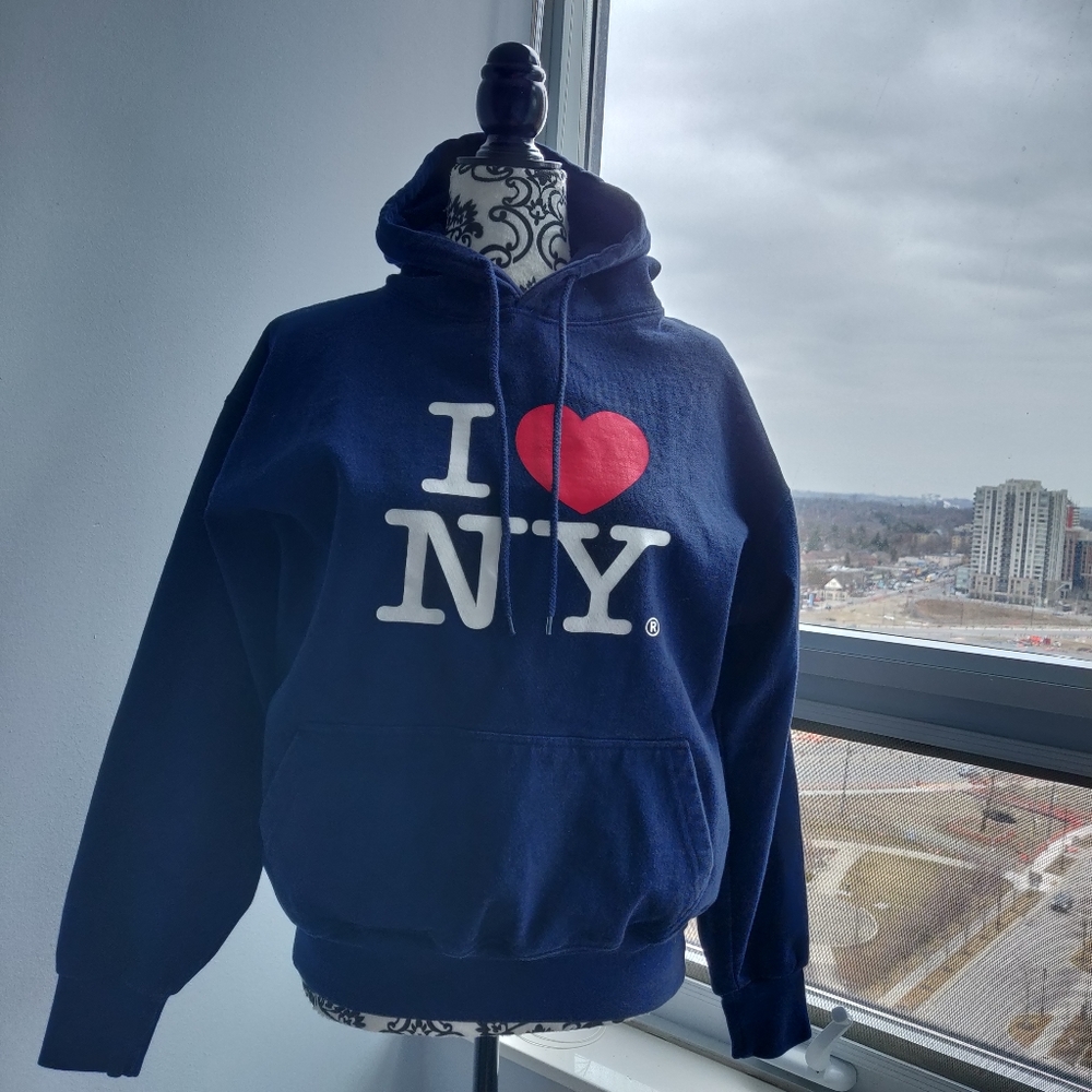 I ❤️NY Pullover Thick Hoodie in Dark Navy Spring